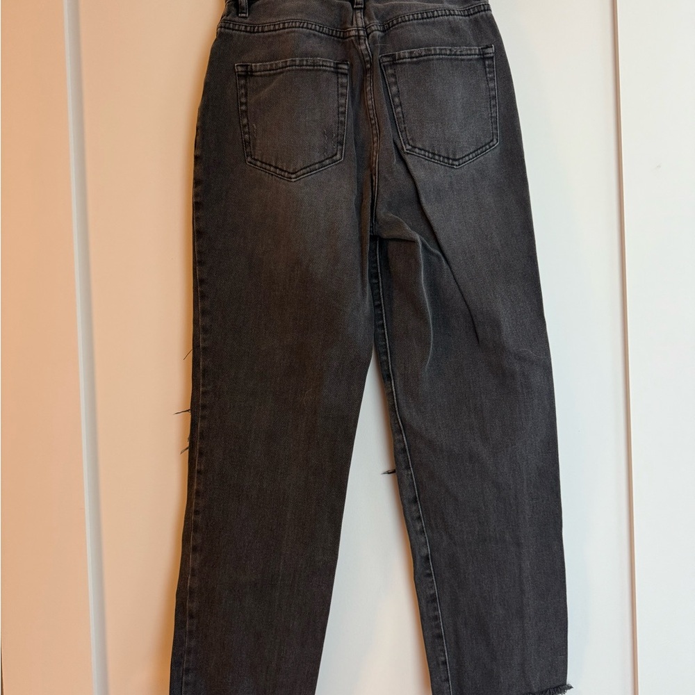 PacSun High Rise Straight Leg Ripped Black Jeans - Picture 7 of 8